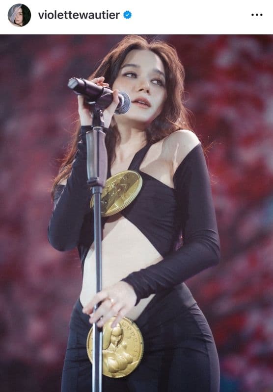 薇·维奥莱特演唱会服装争议的社交媒体讨论截图