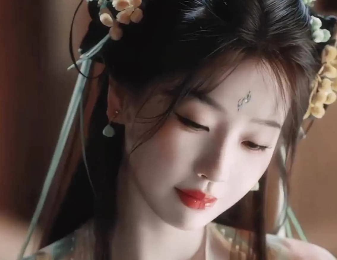 精致发簪点缀虞书欣如瀑黑发