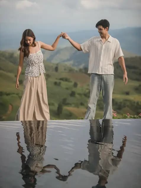 诺恩·查侬与唐梅·梅塔维清莱牧场甜蜜拥抱