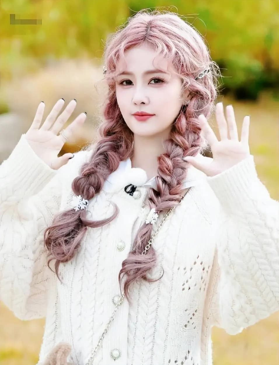 白鹿粉色长发藏服造型与张真源红发狼尾造型对比