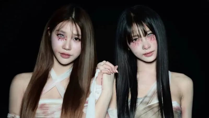 Hoop Patalee与Nineey Pitchaya Supanya万圣节甜酷吸血鬼造型合影