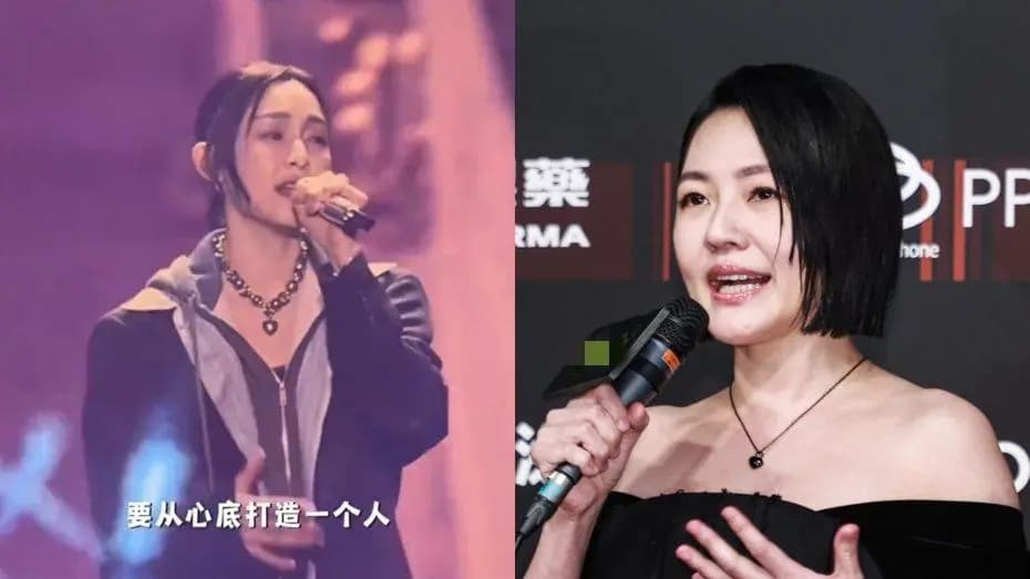 小S金钟奖后台接受采访展示项链