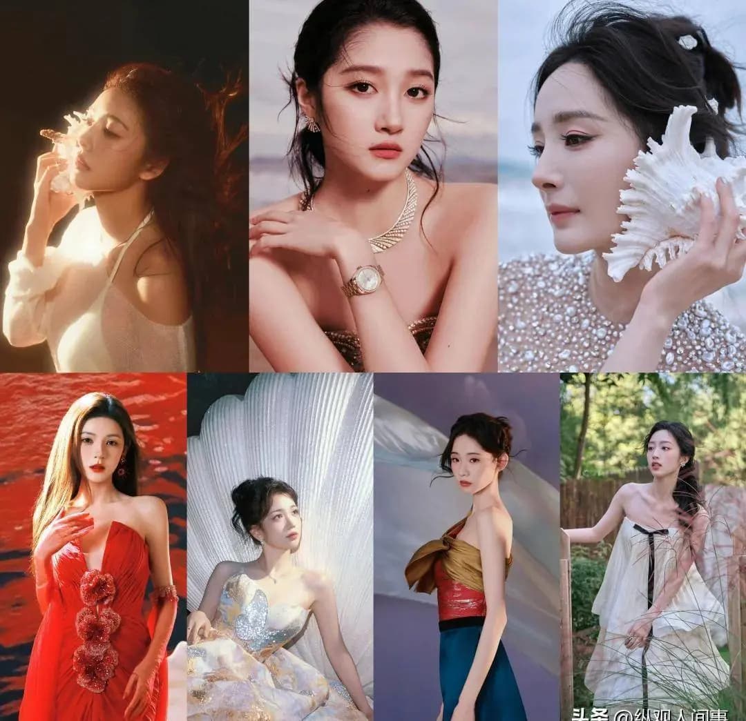 邓恩熙身穿白色抹胸蛋糕裙佩戴珍珠项链尽显清纯灵气