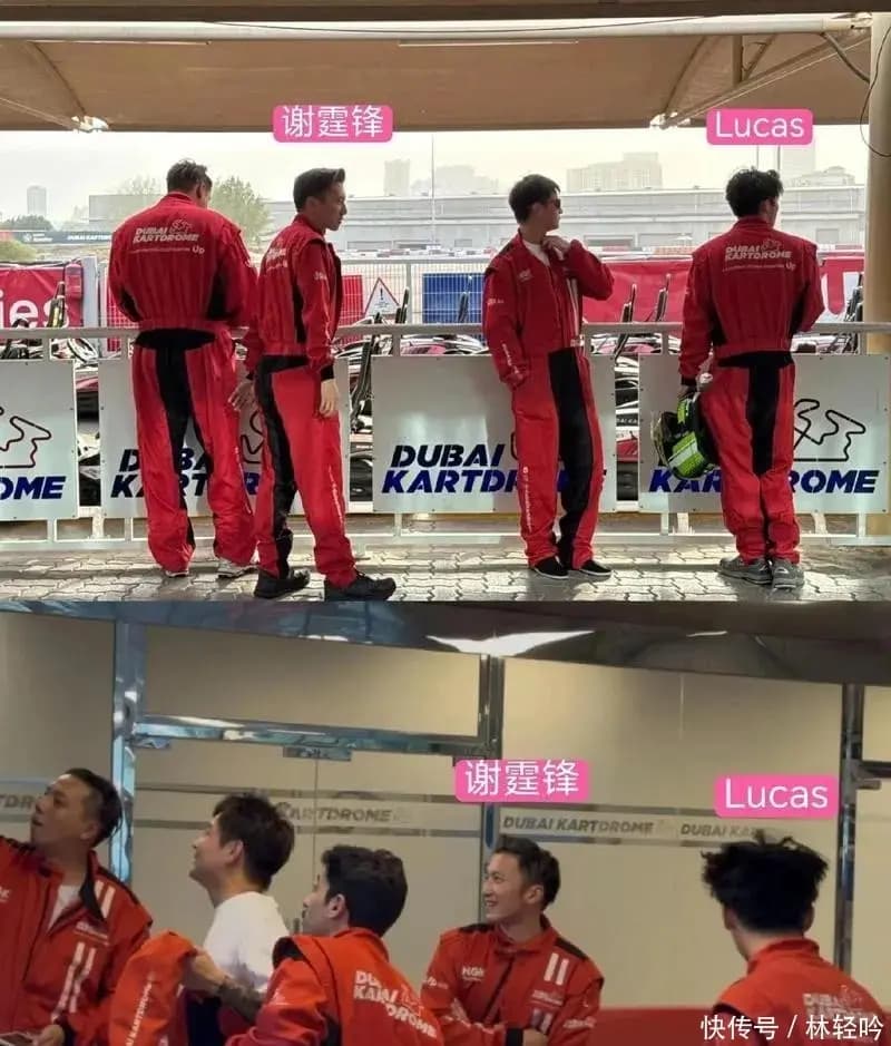 谢霆锋带儿子谢振轩在迪拜度假的合影