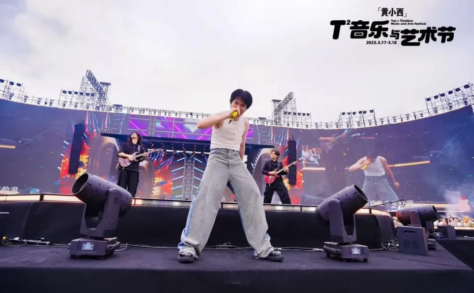 观众在音乐节现场挥舞旗帜