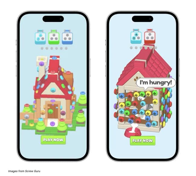 Screw Guru游戏创意素材:融入拯救小狗剧情的情感驱动型广告